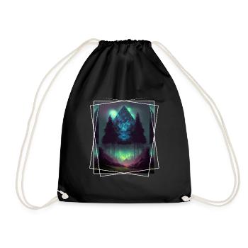 Geometric Nature Trance Polygon Abstract Mystical - Drawstring Bag - black - Front