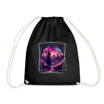 Geometrisch Natur Trance Polygon Abstrakt Mystisch - Turnbeutel - Schwarz - Vorne