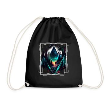 Geometrisch Natur Trance Polygon Abstrakt Mystisch - Turnbeutel - Schwarz - Vorne