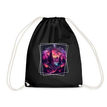 Geometrisch Natur Trance Polygon Abstrakt Mystisch - Turnbeutel - Schwarz - Vorne