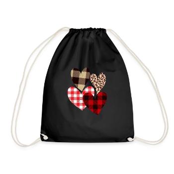 Cœurs Léopard Plaid Buffle Coeur Amour Valentin - Sac de sport léger - noir - Devant