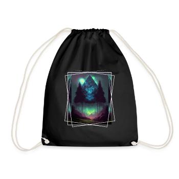 Geometrisch Natur Trance Polygon Abstrakt Mystisch - Turnbeutel - Schwarz - Vorne