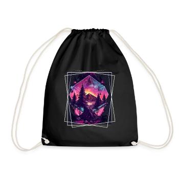 Geometrisch Natur Trance Polygon Abstrakt Mystisch - Turnbeutel - Schwarz - Vorne