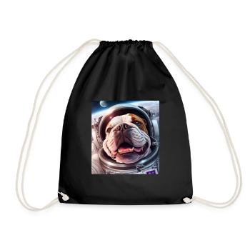 Bulldog Astronaut Dog Outer Space - Drawstring Bag - black - Front