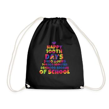 Happy 100th Day Tie Dye Color 100 Days Of School - Drawstring Bag - black - Front