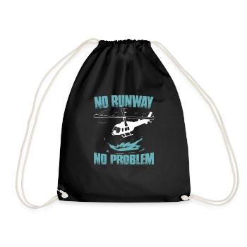 Helicopter Funny - Drawstring Bag - black - Front