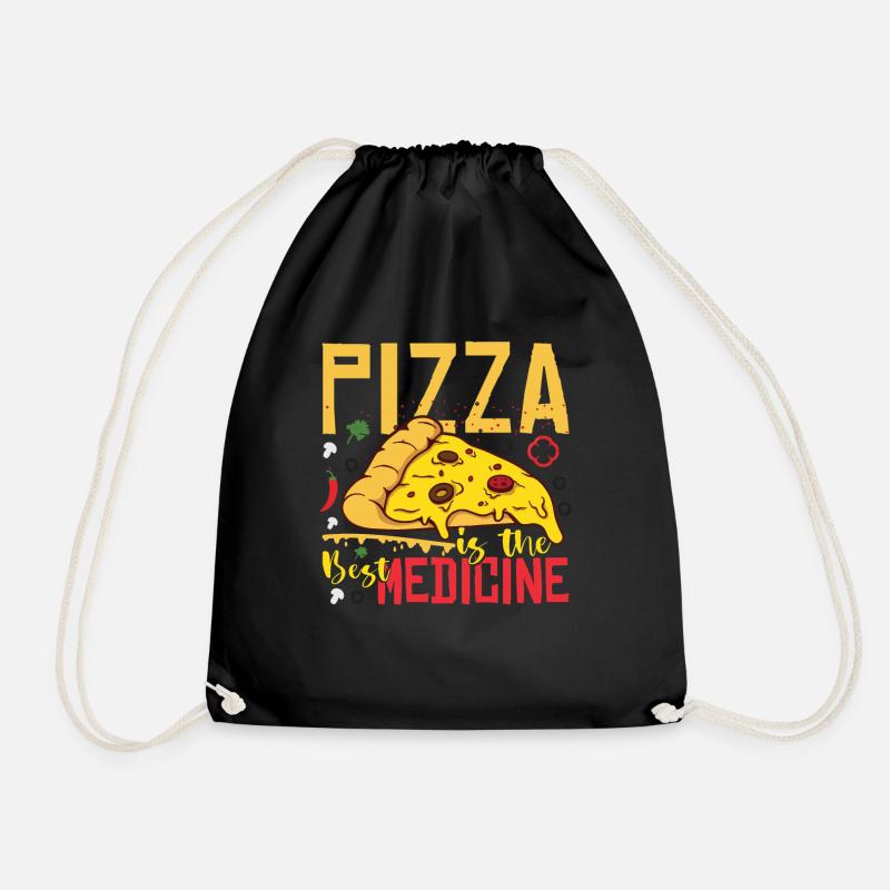 Pizza ist die beste Medizin - Turnbeutel - Schwarz