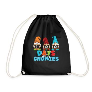 100th Day School Gnomes Happy 100 Days Of School - Drawstring Bag - black - Front