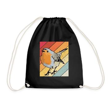 Rotkehlchen Vogelfreund Vogelfan Design Natur Lieb - Turnbeutel - Schwarz - Vorne