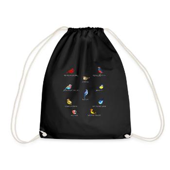 Vogelmotiv Vögel Amsel Rotkehlchen Geschenk Vogelf - Turnbeutel - Schwarz - Vorne