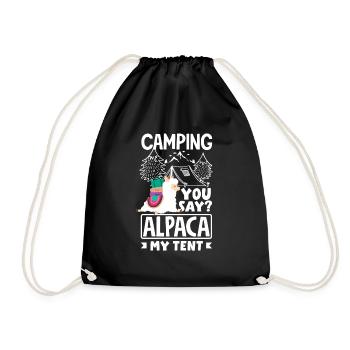 Alpagas Mammifères LLamas Camping Alpaga Ma tente - Sac de sport léger - noir - Devant