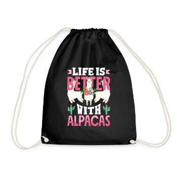 Alpagas Mammifères LLamas La vie des alpagas est meilleure avec - Sac de sport léger - noir - Devant