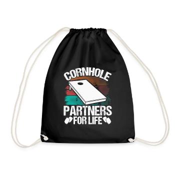 Cornhole Player Cornhole Partners for Life Toss - Drawstring Bag - black - Front