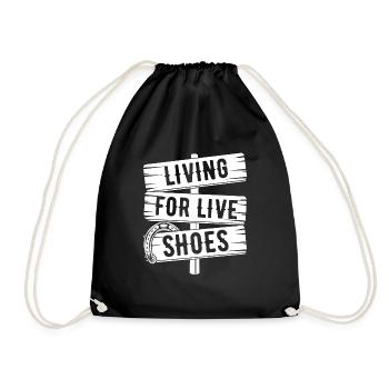 Horseshoe Pitching Game Living for Live Shoes - Drawstring Bag - black - Front