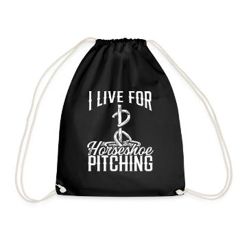 Horseshoe Pitching Game I live for Horseshoe Toss - Drawstring Bag - black - Front