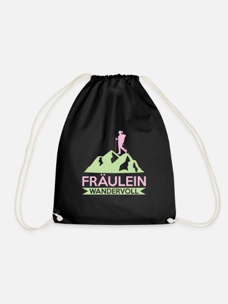 Wanderspruch Für Frau Fräulein Wandervoll Wandern - Turnbeutel - Schwarz