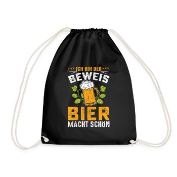 Ich Bin Der Beweis Bier Macht Schön - Turnbeutel - Schwarz - Vorne