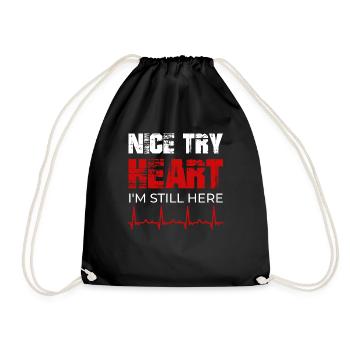 Herztransplantation OP Krankenhaus Reha Geschenk - Turnbeutel - Schwarz - Vorne