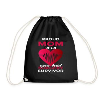 Herztransplantation OP Krankenhaus Reha Geschenk - Turnbeutel - Schwarz - Vorne