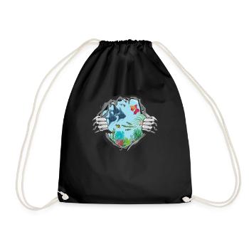 Aquatic Gift Idea Fish Design - Drawstring Bag - black - Front