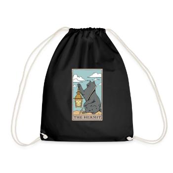 Katze Der Eremit Tarotkarten Design für einen Taro - Turnbeutel - Schwarz - Vorne