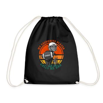 My Favourite Player Calls Me Dad Football - Drawstring Bag - black - Front