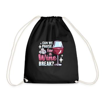 Bunco Wine Break Design for Bunco Babe and Wine Tri - Drawstring Bag - black - Front