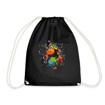Éclaboussure de couleur de cerf - Sac de sport léger - noir - Devant