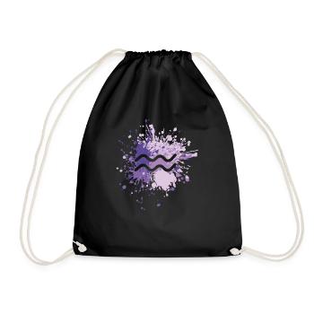 Zodiac Aquarius Icon Color Splash - Drawstring Bag - black - Front