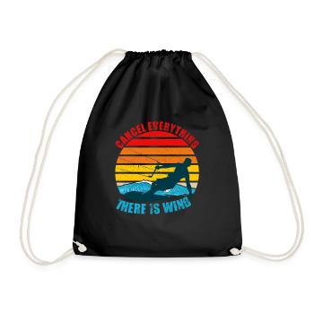 Alles abbrechen Es gibt Wind Lustiges Kitesurfen - Turnbeutel - Schwarz - Vorne