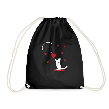 Cat Toys Dear V-Day Cat Lovers - Drawstring Bag - black - Front
