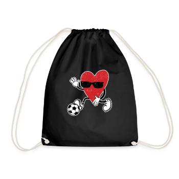 Heart of playing football Valentine's Day football game - Drawstring Bag - black - Front