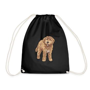 Goldendoodle Dog Gift - Drawstring Bag - black - Front
