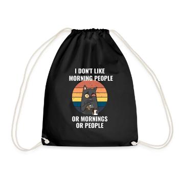 ich mag nicht - Morgenmuffel lustige Tshirt Spruch - Turnbeutel - Schwarz - Vorne