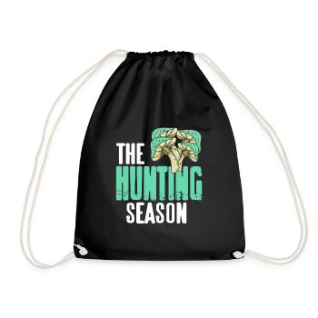 The Hunting Season Retro Mushroom Hunting Mycology - Drawstring Bag - black - Front