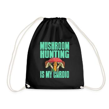 Mushroom Hunting Is My Cardio Retro Funny Mycology - Drawstring Bag - black - Front