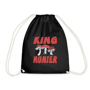 KING Hunter Retro Mushroom Hunting Mycology - Drawstring Bag - black - Front