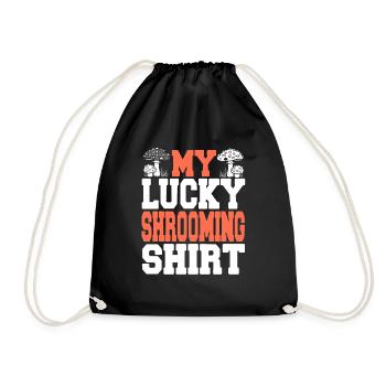 My Lucky Shrooming Shirt Retro Mushroom Hunting - Turnbeutel - Schwarz - Vorne
