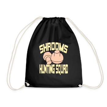 Shrooms Hunting Squad Cool Retro Mushroom Hunter - Drawstring Bag - black - Front