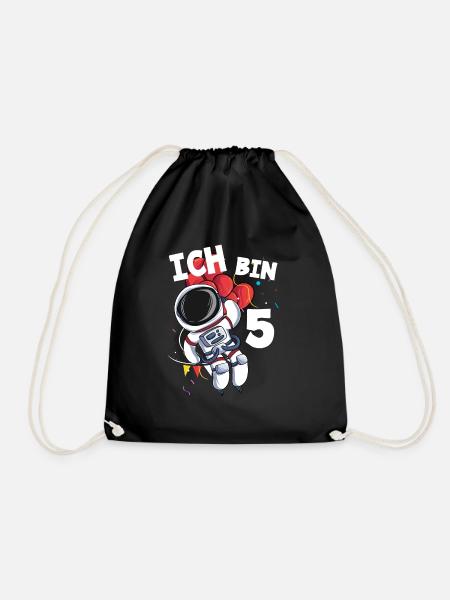 Ich bin 5 Jahre Astronaut 5. Geburtstag - Turnbeutel - Schwarz