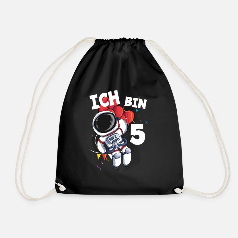Ich bin 5 Jahre Astronaut 5. Geburtstag - Turnbeutel - Schwarz