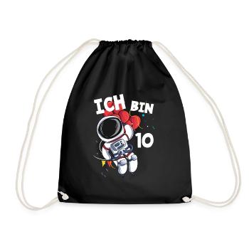 Ich bin 10 Jahre Astronaut 10. Geburtstag - Turnbeutel - Schwarz - Vorne