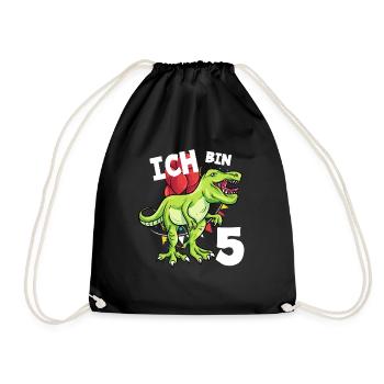 Ich bin 5 Jahre Dinosaurier 5. Geburtstag - Turnbeutel - Schwarz - Vorne