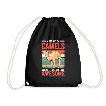 Because Camels are freaking awesome camel - Drawstring Bag - black - Front
