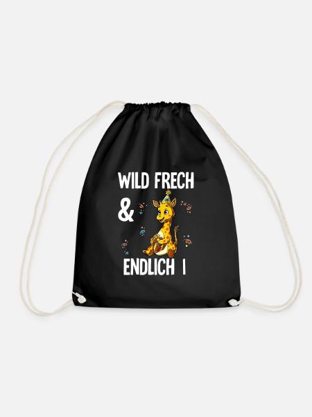 1. Geburtstag Giraffe Wild Frech Und Endlich 1 - Turnbeutel - Schwarz