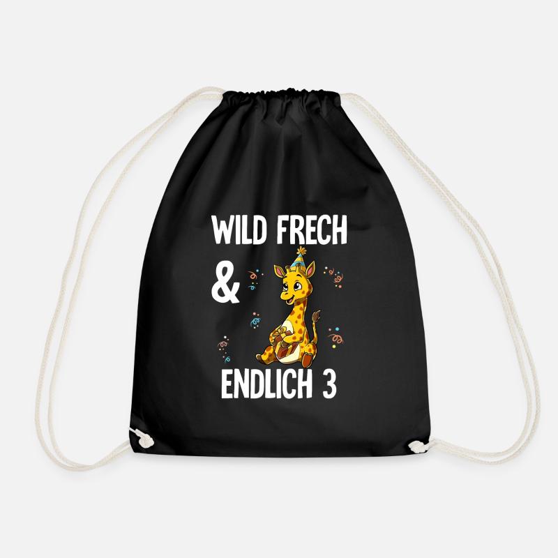 3. Geburtstag Giraffe Wild Frech Und Endlich 3 - Turnbeutel - Schwarz