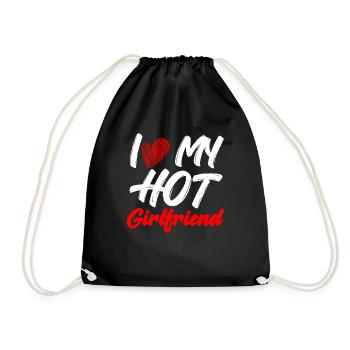I Love My Hot Girlfriend - Drawstring Bag - black - Front
