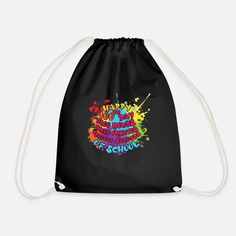 Happy 100th Day Color Splash 100 Tage Schule - Turnbeutel - Schwarz