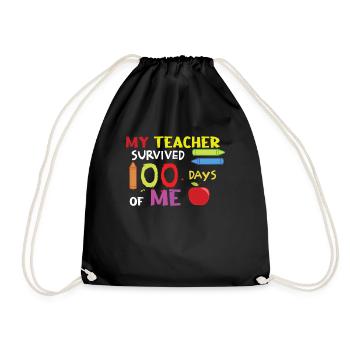 Funny 100th Day Teacher Survive 100 Days Of School - Drawstring Bag - black - Front