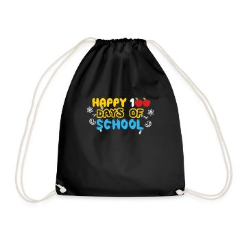 100th Day Funny Apple Happy 100 Days Of School - Drawstring Bag - black - Front